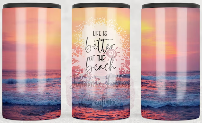 Life Is Better At The Beach 4 in 1 Can Koozie – Edsall Embellishments