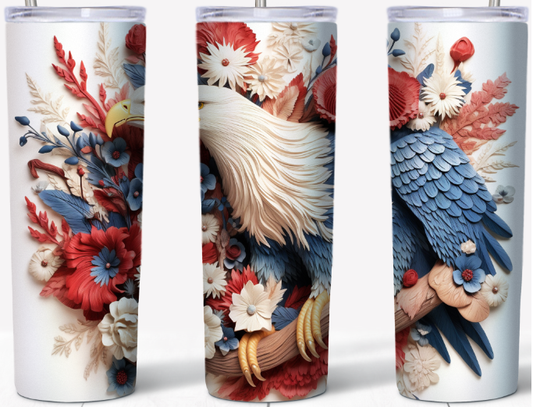 3D American Eagle Red, White and Blue 20oz Tumbler