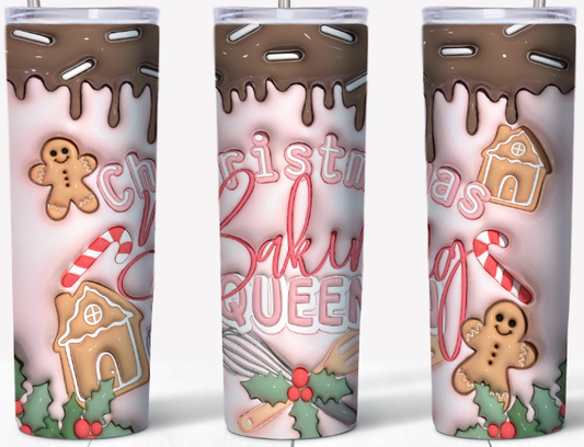 3D inflated Christmas Baking Queen 20oz Tumbler