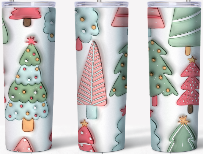 3D inflated Christmas Trees 20oz Tumbler