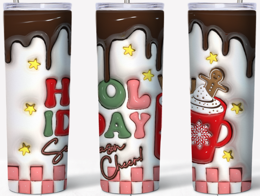 3D inflated Holiday Season Cheer 20oz Tumbler