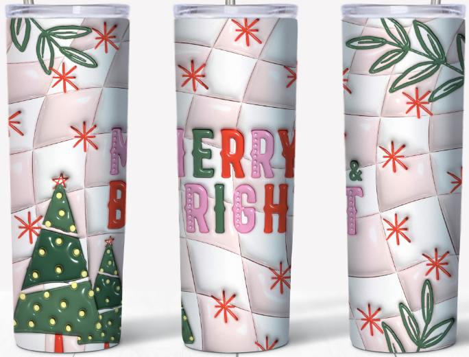 3D inflated Merry and Bright 20oz Tumbler