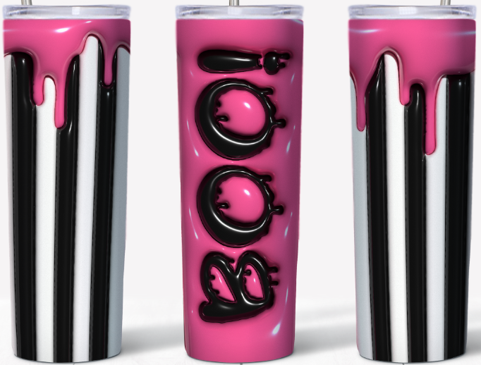 3D inflated Pink Drip Boo 20oz Tumbler