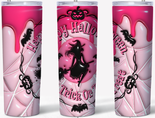 3D Inflated Pink Drip Happy Halloween 20oz Tumbler