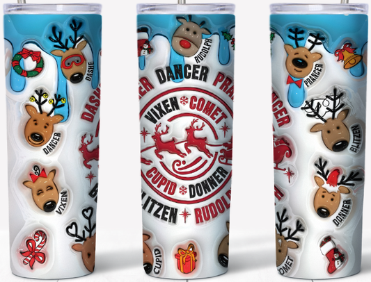 3D inflated Santa's Reindeer 20oz Tumbler