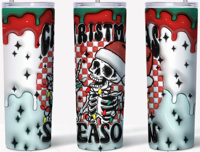 3D inflated Skelly Christmas Season 20oz Tumbler