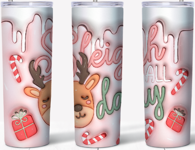 3D inflated Sleigh all Day 20oz Tumbler