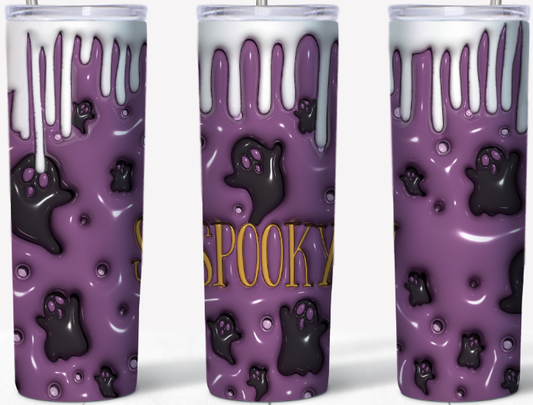 3D inflated White Drip Purple Spooky 20oz Tumbler