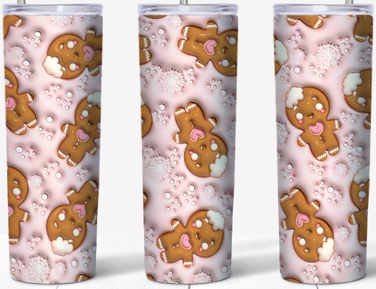 3D inflated smiling Gingerbread Men 20oz Tumbler