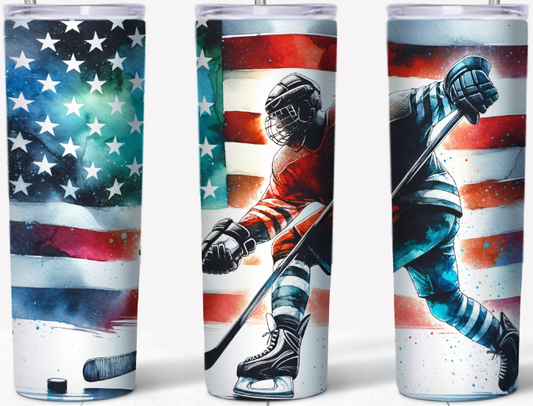 American Flag Hockey 20oz Tumbler