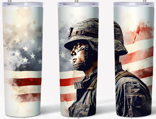 American Soldier Standing Sideways 20oz Tumbler