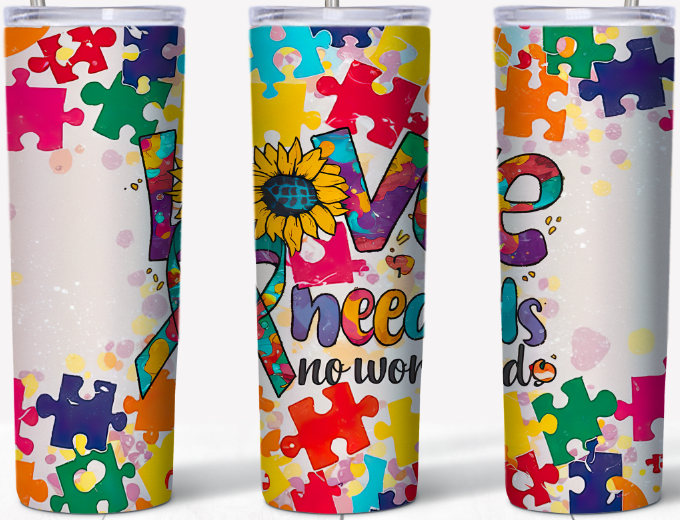 Autism Awareness Love needs no words 20oz Tumbler