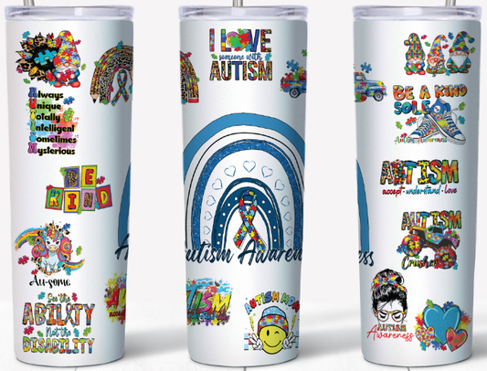 Autism Awareness Wordings 20oz Tumbler