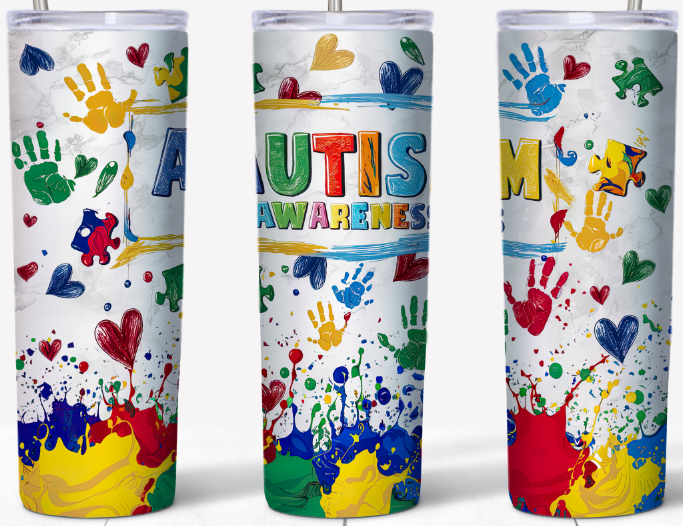 Autism Awareness painted hands 20oz Tumbler