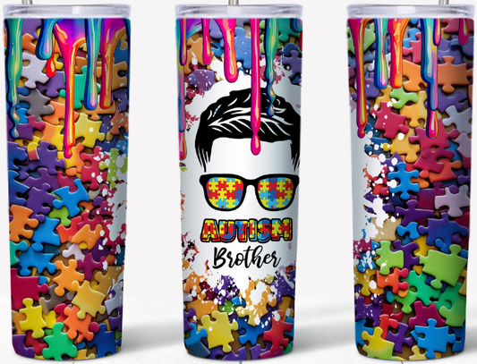 Autism Brother Sunglasses and short hair 20oz Tumbler