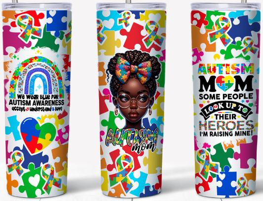 Autism Mom Black Woman 20oz Tumbler