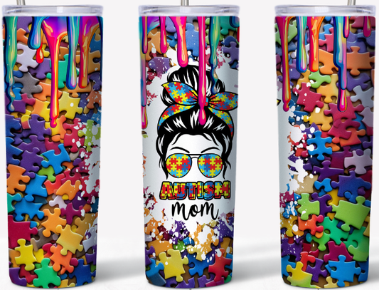 Autism Mom Puzzle Pieces 20oz Tumbler