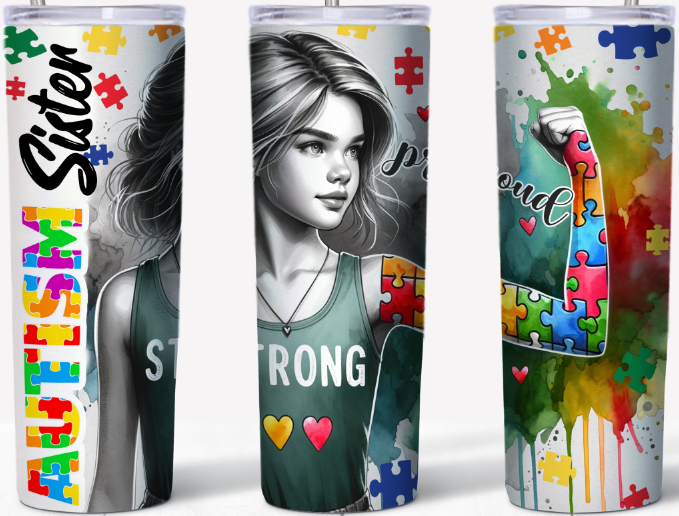 Autism Sister Proud & Strong 20oz Tumbler