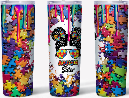 Autism Sister Puzzle Pieces 20oz Tumbler