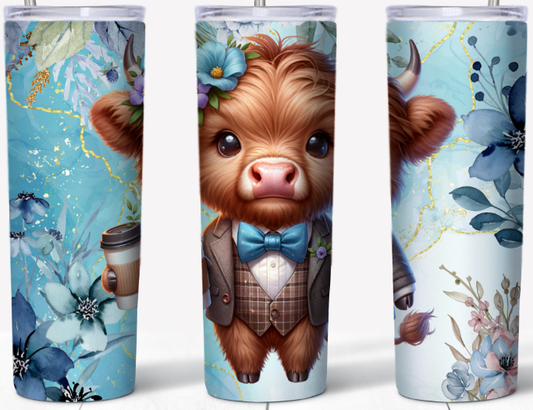 Baby Highland Cow with Coffee 20oz Tumbler