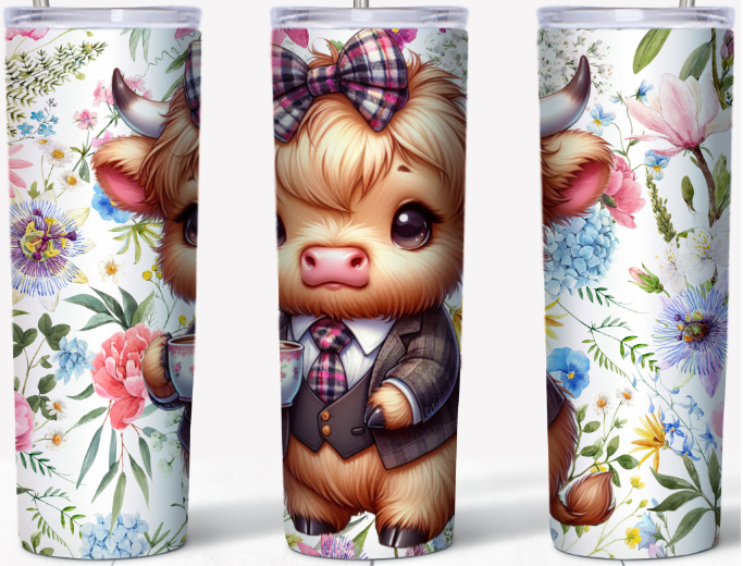 Baby Highland Cow with Teacup 20oz Tumbler