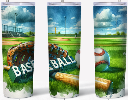 Baseball field with ball glove and mitt 20oz Tumbler