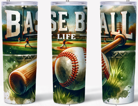 Baseball life ball and bat 20oz Tumbler