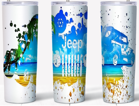 Beach and Palm Trees Truck 20oz Tumbler