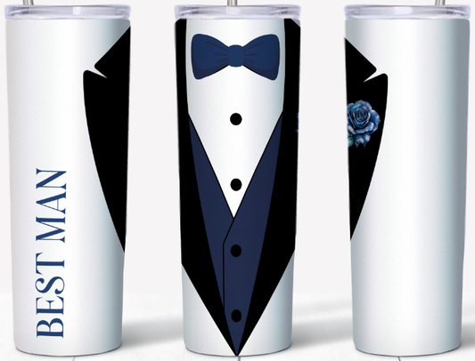 Best Man Blue Rose Tux 20oz Tumbler