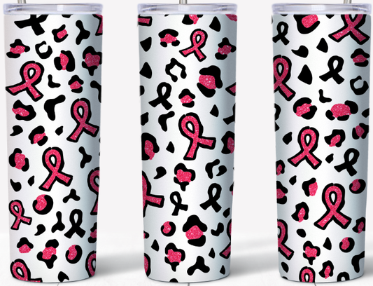 Breast Cancer Awareness Ribbons and Cheetah Print 20oz Tumbler