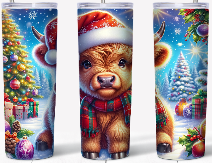 Christmas Highland Cow 20oz Tumbler