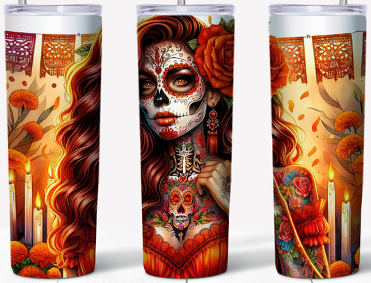 Day of the Dead Beautiful Orange shades 20oz Tumbler