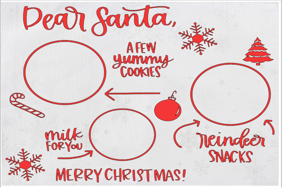 Dear Santa Snowflake Placemat 12x18 in