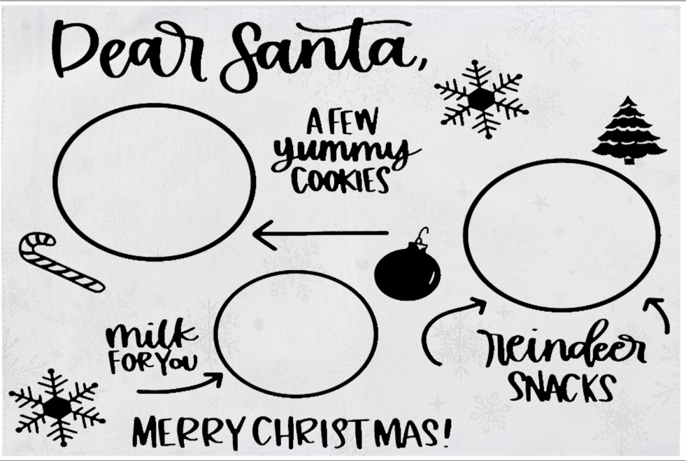 Dear Santa Snowflake Placemat 12x18 in