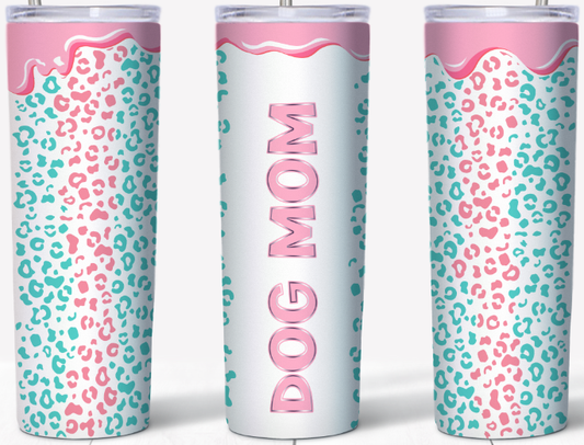 Dog Mom Pink and Blue leopard 20oz Tumbler