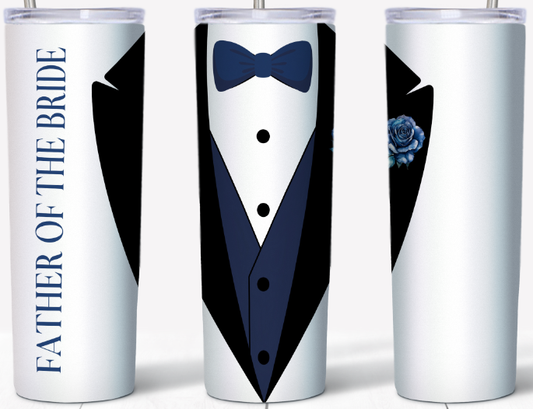 Father of the Bride Blue Rose Tux 20oz Tumbler