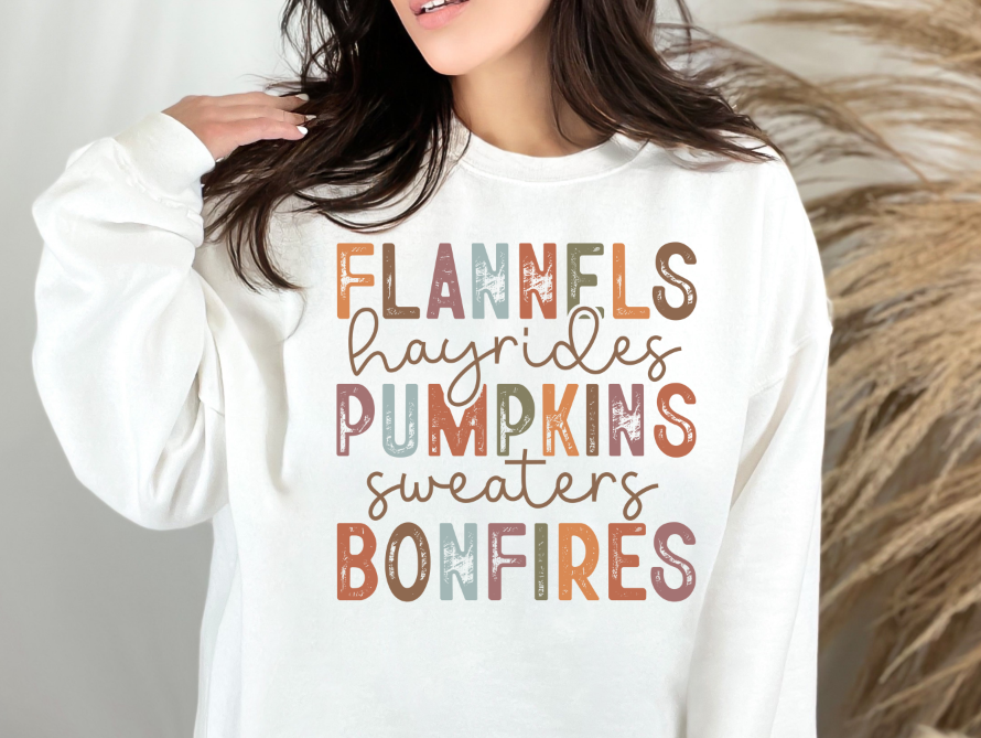 Flannels, Hayrides, Pumpkins, Sweaters, Bonfires Crewneck