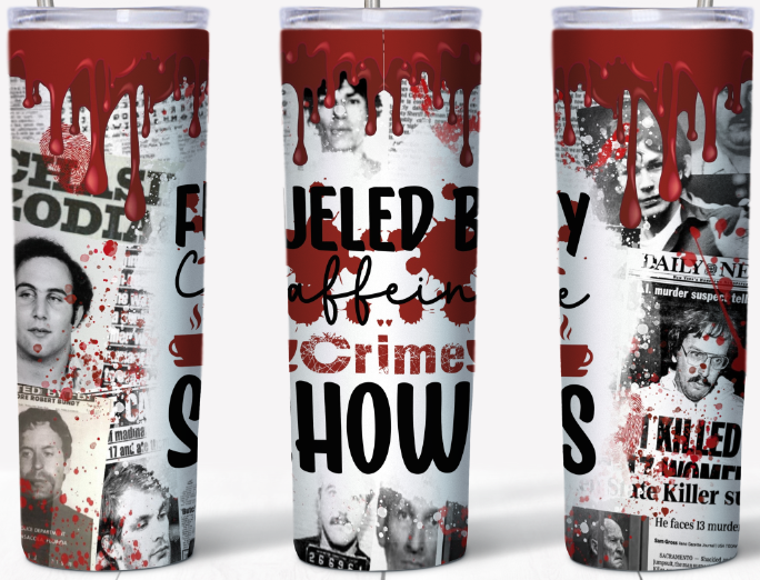 Fueled by Caffeine and Crime Shows Newspaper 20oz Tumbler