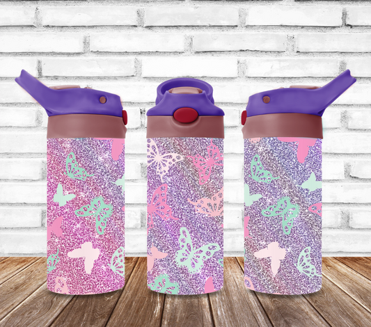 Glitter Butterfly 12oz Flip Top Tumbler