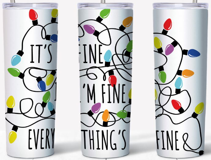 I'm Fine Tangled Christmas Lights 20oz Tumbler