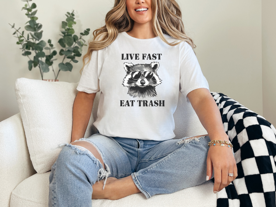 Live fast Eat Trash White T-shirt