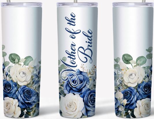 Mother of the Bride Blue and White Roses 20oz Tumbler