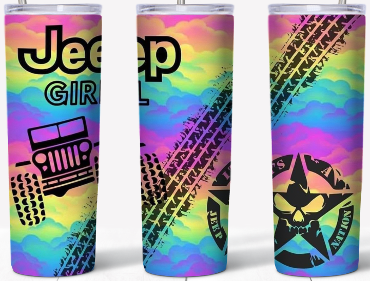 Neon Clouds Truck Girl 20oz Tumbler