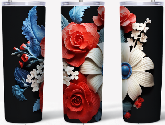 Patriotic Flowers 20oz Tumbler