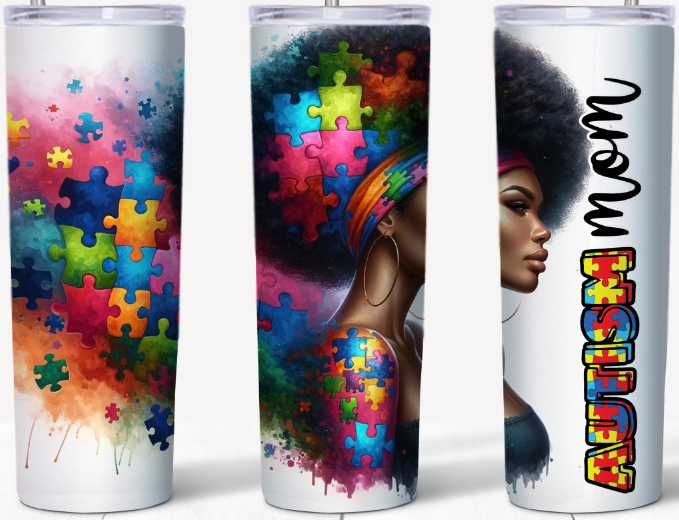 Proud Autism Mom with afro 20oz Tumbler