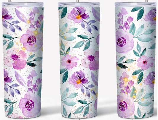 Purple Floral 20oz Tumbler