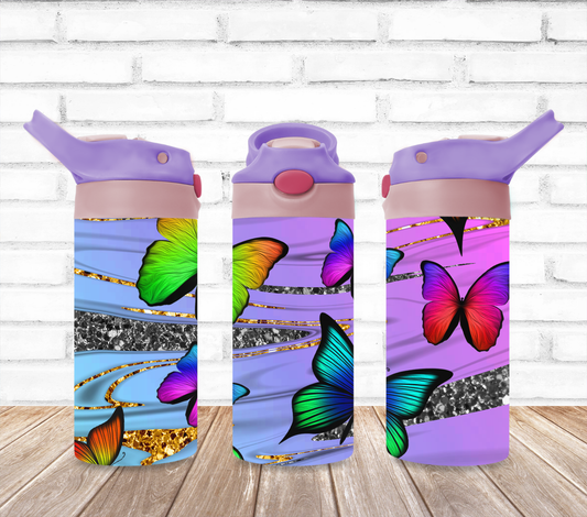 Rainbow Butterflies 12oz Flip Top Tumbler