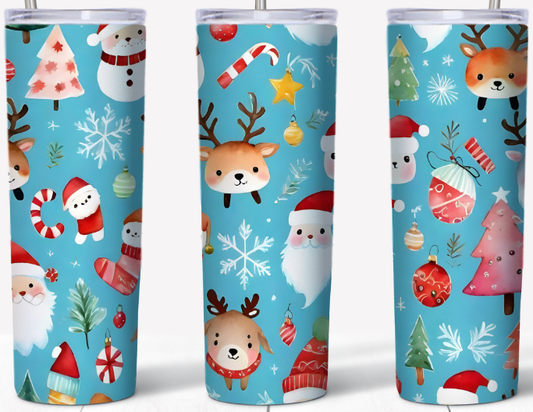 Santa, Reindeer and Snowflakes 20oz Tumbler