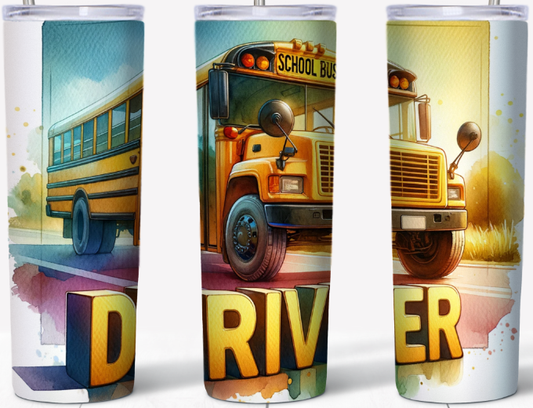 School Bus driver watercolor 20oz Tumbler