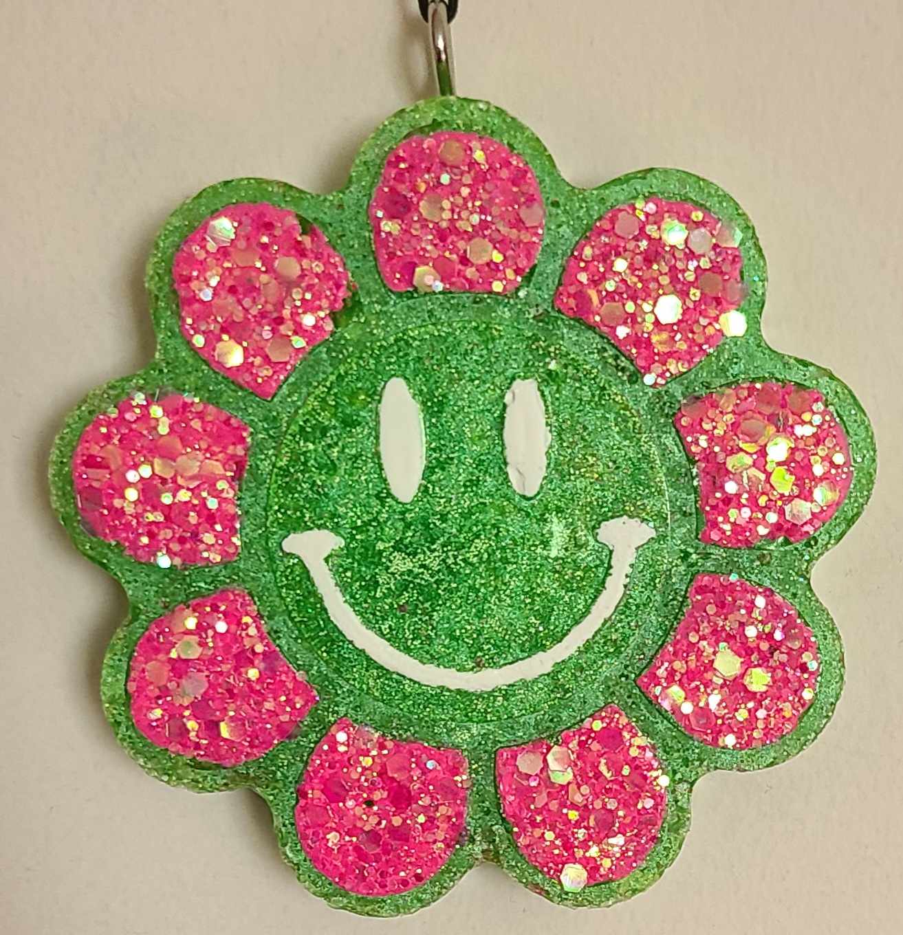 Smiley Face Flower Glitter Car Freshie